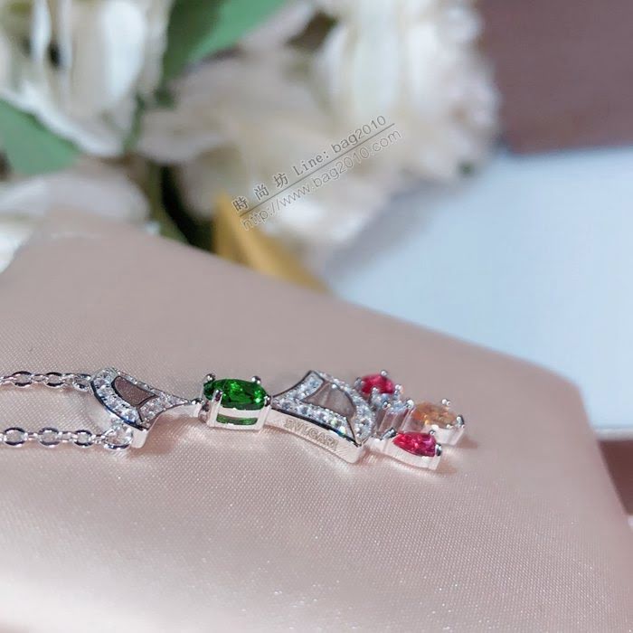 Bvlgari飾品 寶格麗diva系列高端定制裙子項鏈 925純銀18k金鑲寶石扇形裙子鑽項鏈  zgbq3095